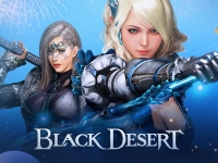 poster do mmorpg da pearl abyss, black desert. com duas personagens em posição de batalha